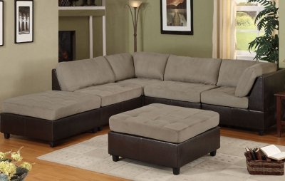 Pebble Microfiber Plush Modern Modular 5Pc Sectional Sofa