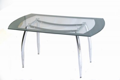 Glass Top & Metal Base Modern Dining Table w/Frosted Glass