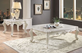 Erigeron Coffee Table 83060 in Antique Pearl & Marble by Acme [AMCT-83060-Erigeron]