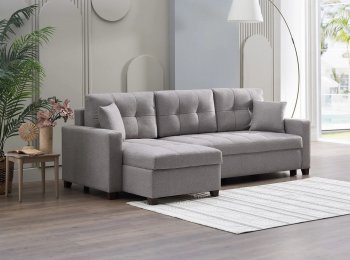 Mocca Sectional Sofa in Dupont Gray Fabric by Bellona [IKSS-Mocca Dupont Gray]