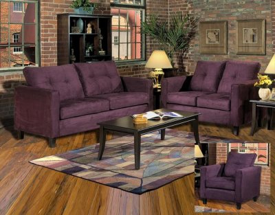 5900 Heather Sofa & Loveseat Set in Eggplant Fabric by Chelsea