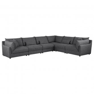 Sasha Sectional Sofa 6Pc 551681 Barely Black Coaster w/Options