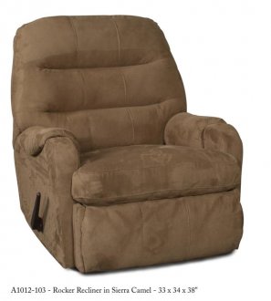 Camel Fabric Elegant Modern Handle Rocker Recliner