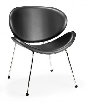 Set of 2 Black or White Color Contemporary Chairs w/Curved Seat