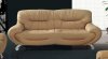 Beige Leather Modern Elegant Sofa with Curved Armrests