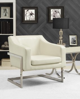 902539 Accent Chair in White Leatherette by Coaster [CRCC-902539]