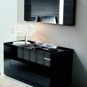 Black Finish Contemporary Dresser With Leather Details