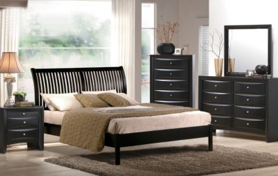 Dark Espresso Finish Contemporary Bed w/Optional Casegoods