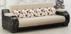 Black Leatherette & Beige Fabric Modern Sofa Bed w/Options