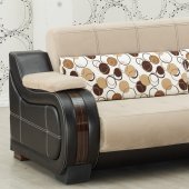 Black Leatherette & Beige Fabric Modern Sofa Bed w/Options