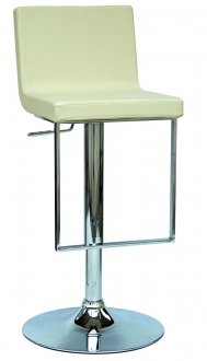 Cream & Metal Set of 2 Swivel Barstools w/Adjustable Height