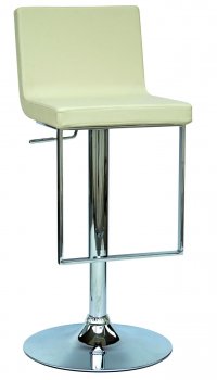 Cream & Metal Set of 2 Swivel Barstools w/Adjustable Height [CYBA-0351-BS-CREAM]