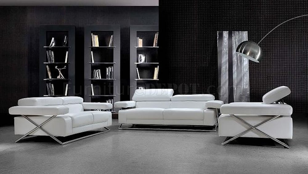 contemporary living room white leather