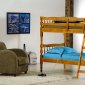 Honey Pine Finish Contemporary Kids Twin Bunk Bed