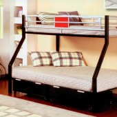 Black Metal Base Modern Twin Over Full Bunk Bed