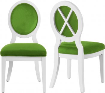 Lotus Dining Chair 747 Set of 2 Green Velvet Fabric by Meridian [MRDC-747 Lotus Green]