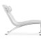 White Leatherette Modern Chaise with Chromed Steel Frame