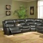 Transitional Black Bonded Leather Sectional w/Recliner Mechanism