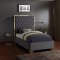 Lana Upholstered Bed in Grey Velvet Fabric - Meridian w/Options