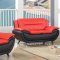 1073 Sofa in Red & Black Faux Leather w/Options