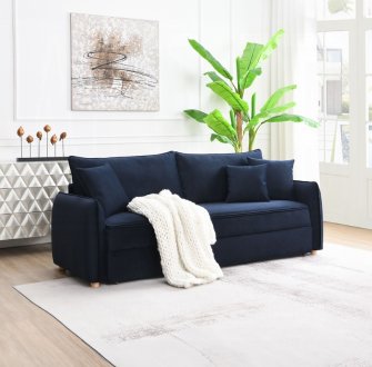 Irina Sofa LV03890 in Blue Velvet by Acme w/Sleeper