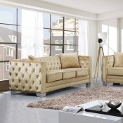 Reese 648BE Sofa in Beige Velvet Fabric w/Optional Items