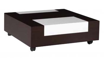 Brown & White Modern Two-Tone Wooden Coffee Table w/Casters [IKCT-ELITRA]