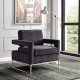 Noah Accent Chair 510 in Grey Velvet Fabric by Meridian