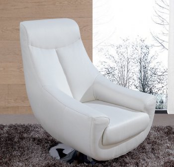 Lori Swivel Chair in White Leather by Whiteline Imports [WLCC-Lori White]