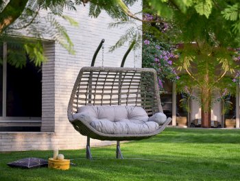 Fiona Dual Seat Outdoor Hanging Lounge Chair Anthracite -Bellona [IKOUT-Fiona Dual Anthracite]