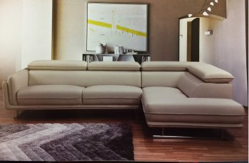 Milan 449001 Sectional in Light Grey Leather Air by New Spec [NSSS-449001- Milan]