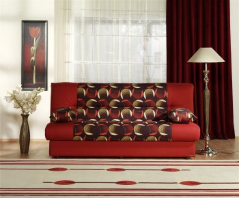 Contemporary Red Microfiber Sofa Bed with Storage Unit [IKSB-REGATA-Optic Red]