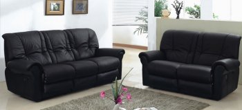 Black Leather Contemporary Living Room Sofa w/Recliner Seats [PKS-S328-B]