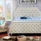 Claudine Padded Bed CM7675 in Beige w/Corner-Cut Out Design