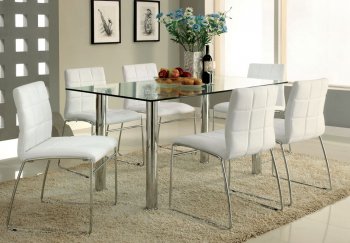 CM8319T-WH Oahu 7Pc Dinette Set w/White Leatherette Chairs [FADS-CM8319T-WH Oahu]