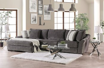 Sigge Sectional Sofa SM9109 in Charcoal Fabric w/Options [FASS-SM9109-Sigge]