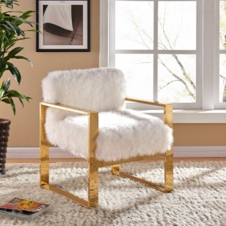 Milo 516 Accent Chair in White Faux Fur Fabric by Meridian