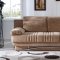 Soft Brown Microfiber Modern Convertible Sofa Bed w/Storage