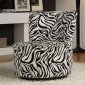 Black & White Wild Zebra Fabric Swivel Chair w/Rounded Back