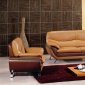 Camel & Brown Two-Tone Leather Modern 3PC Living Room Set