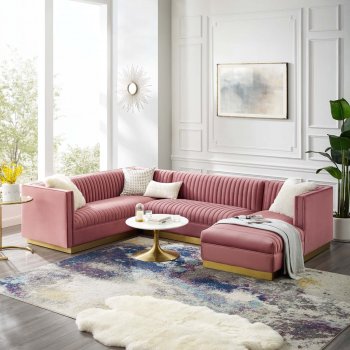 Sanguine Sectional Sofa in Dusty Rose Velvet by Modway [MWSS-3921 Sanguine Dusty Rose]