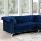 Damian Sectional Sofa 608 in Navy Velvet Fabric by Meridian