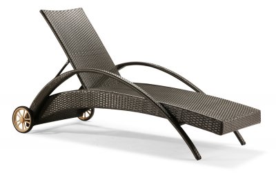 Black Weave Modern Outdoor Bathing Chair w/Adjustable Back