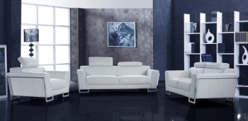 White Leather Modern 3PC Living Room Set [VGS-Grace]