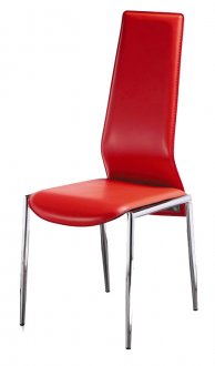 Set of 4 Red Bicast Modern Elegant Dining Chairs