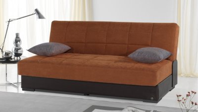 Planet Sofa Bed Convertible in Brown Microfiber by Rain