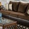 Brown Fabric Sofa & Loveseat Set w/Dark Bonded Leather Base