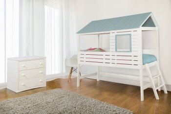 Omestad CM7135 House Design Youth Bed in White & Blue w/Options [FAKB-CM7135-Omestad]