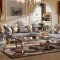 Oprah Fabric Sofa & Loveseat Set in Antique Platinum Tone