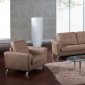 Camel Bonded Leather Modern Sofa & Loveseat Set w/Metal Legs